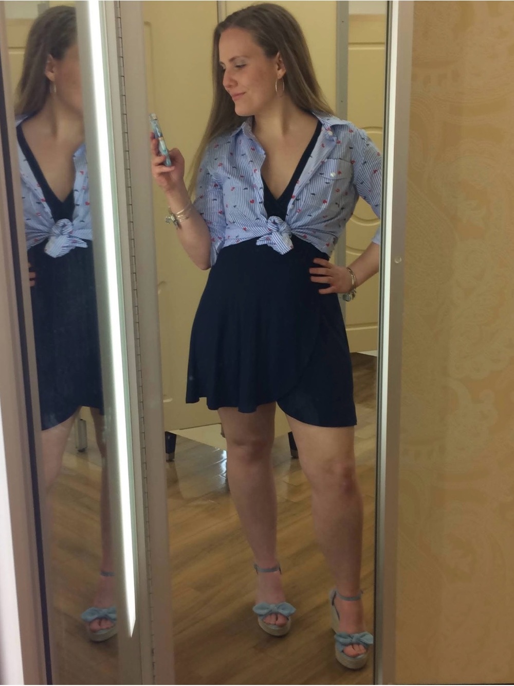 Fun Button-Down Front-Tie shirt